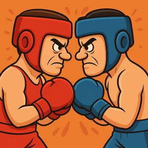 imagen que indica conflicto o enfrentamiento ante una injustica lo refleja mediante dos boxeadores que inician un combate